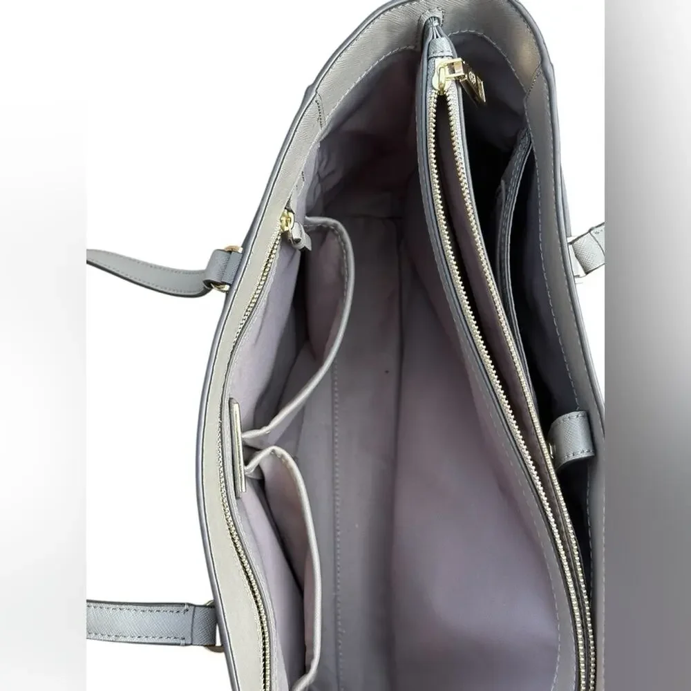 Tory Burch Gray Leather Parker Tote Bag